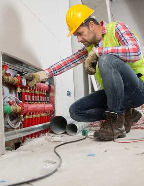 Plumber checking pipe pressure — Plumbers & Electricians in Nowra, NSW